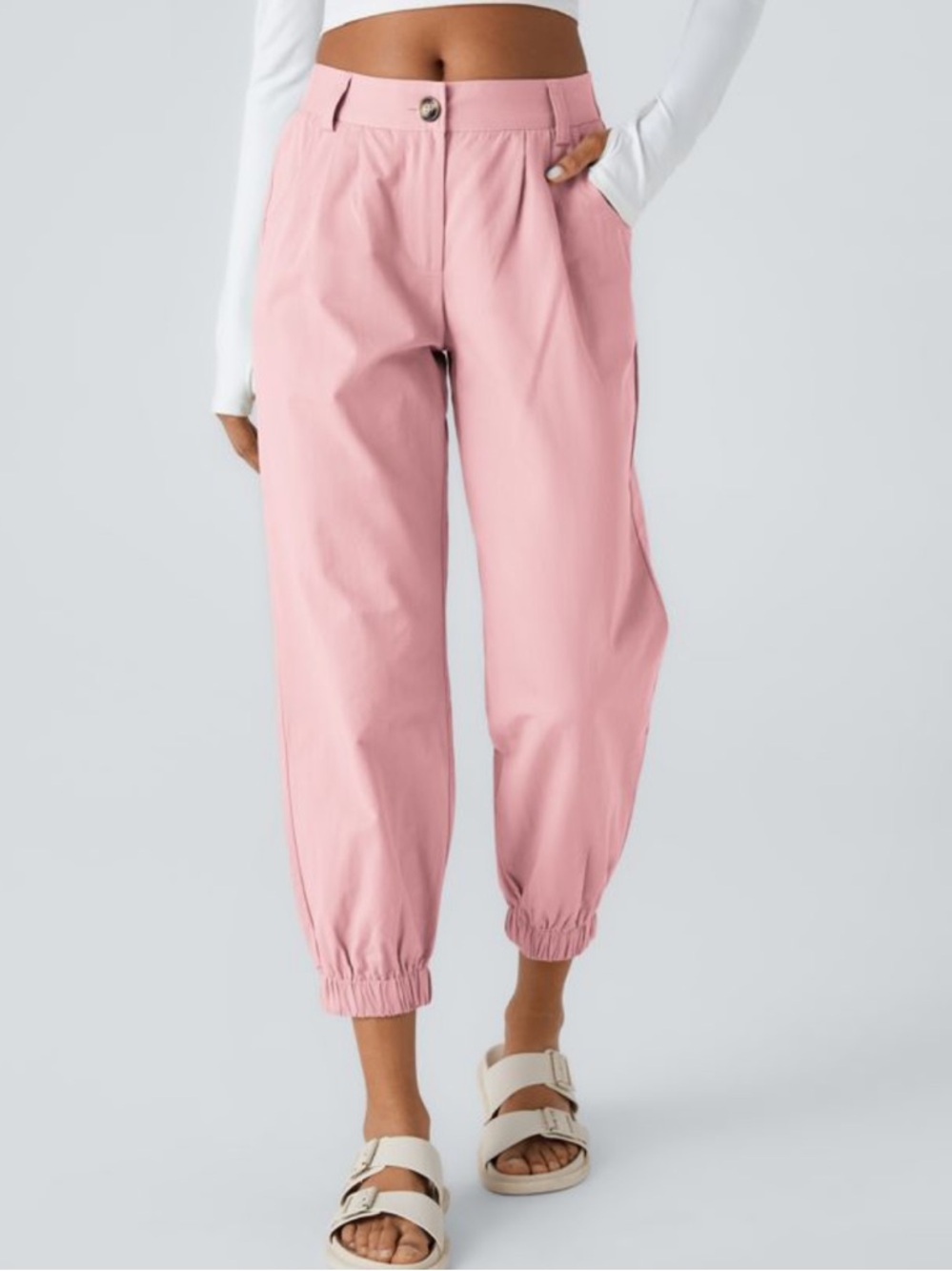 Halara Mid Rise Pleated Joggers Pink NWT XL